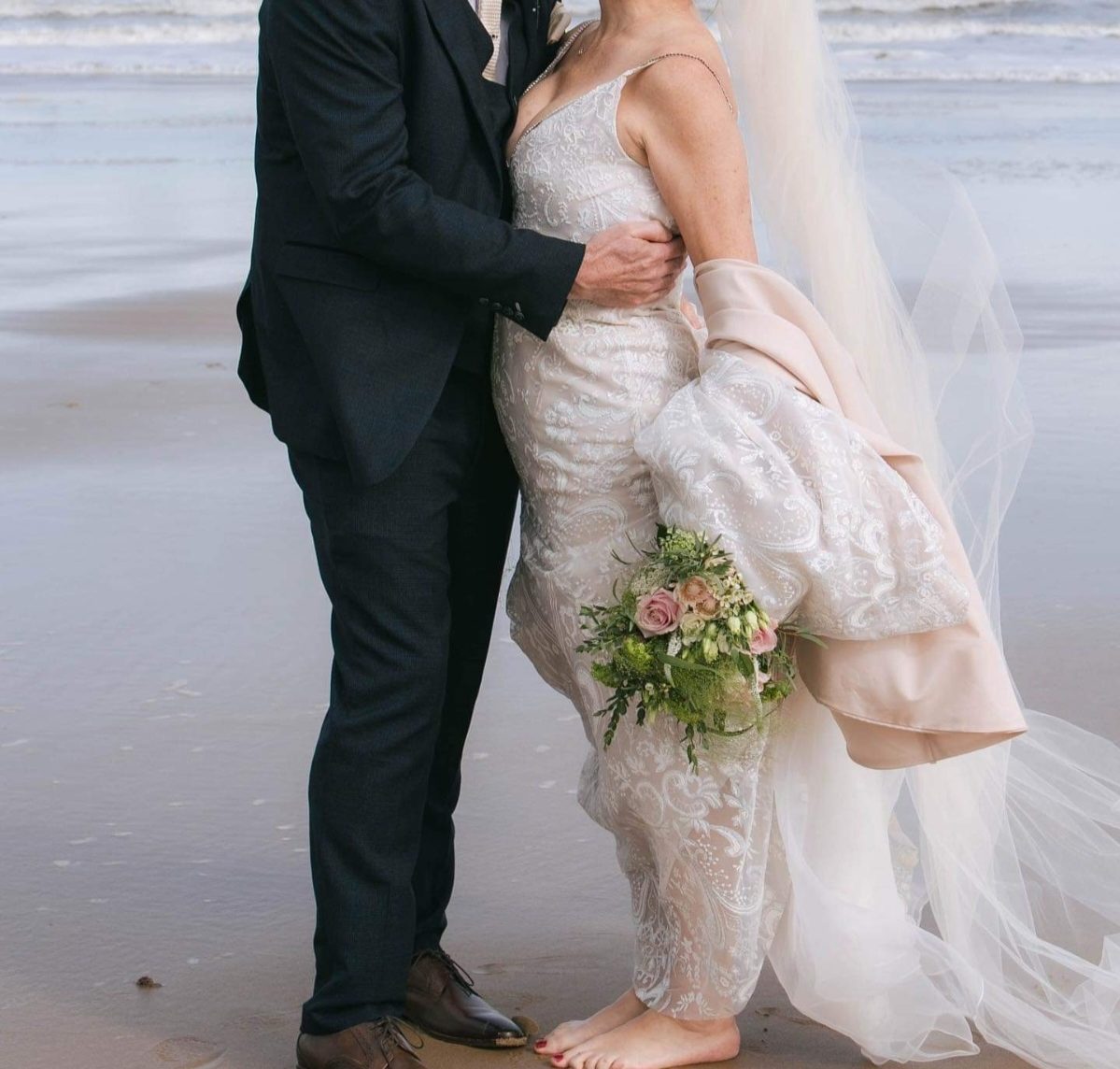 Wedding dress on the beach